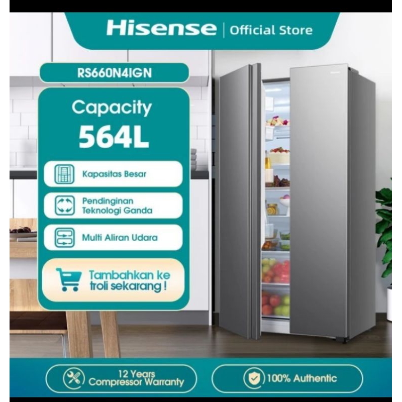 Kulkas Hisense RS660N4IGN Side by side