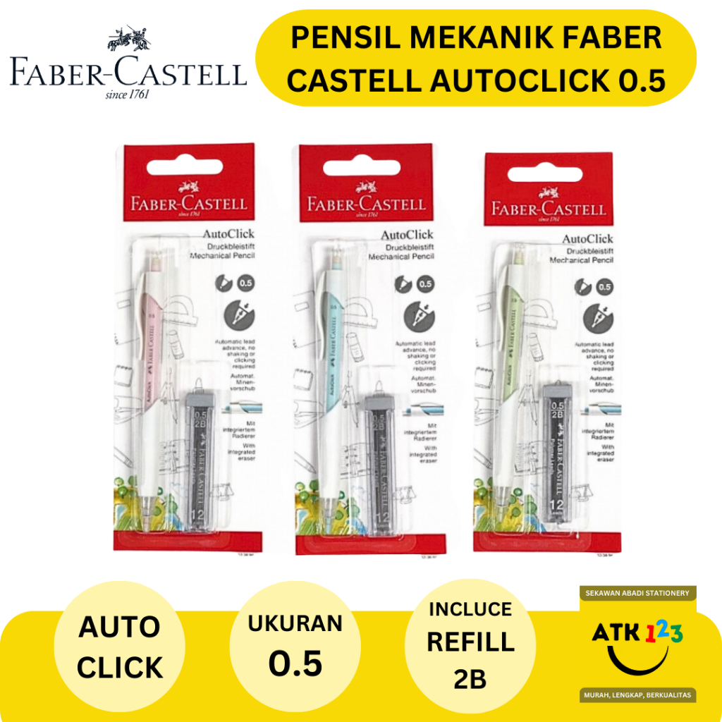

Pensil Mekanik Mechanic Pencil Faber Castell Autoclick 0.5 Set Refill