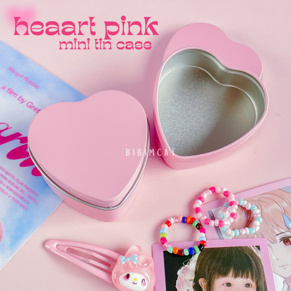 Heaart Pink Mini Tin Case Multipurpose Box