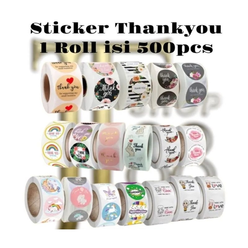 

stiker thank you selamat menikmati isi 500/250roll random motif