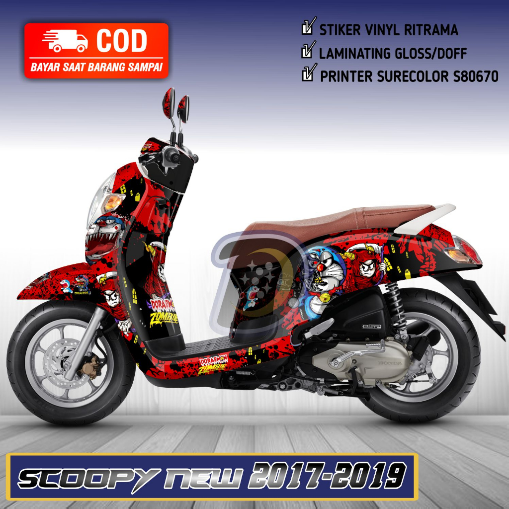 Decal Scoopy New 2017 2019 Striping Honda Scoopy New Stiker Scoopy New Doraemon Zombie