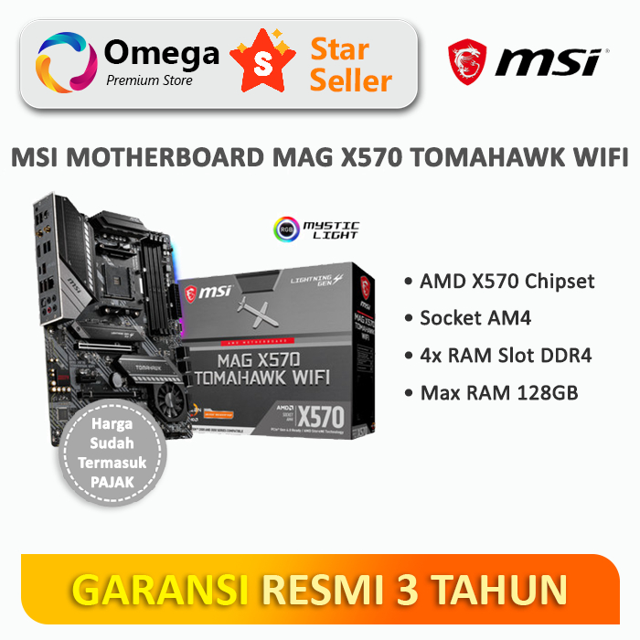 Motherboard MSI - MAG X570 TOMAHAWK WIFI Ryzen AM4 ATX Form Factor