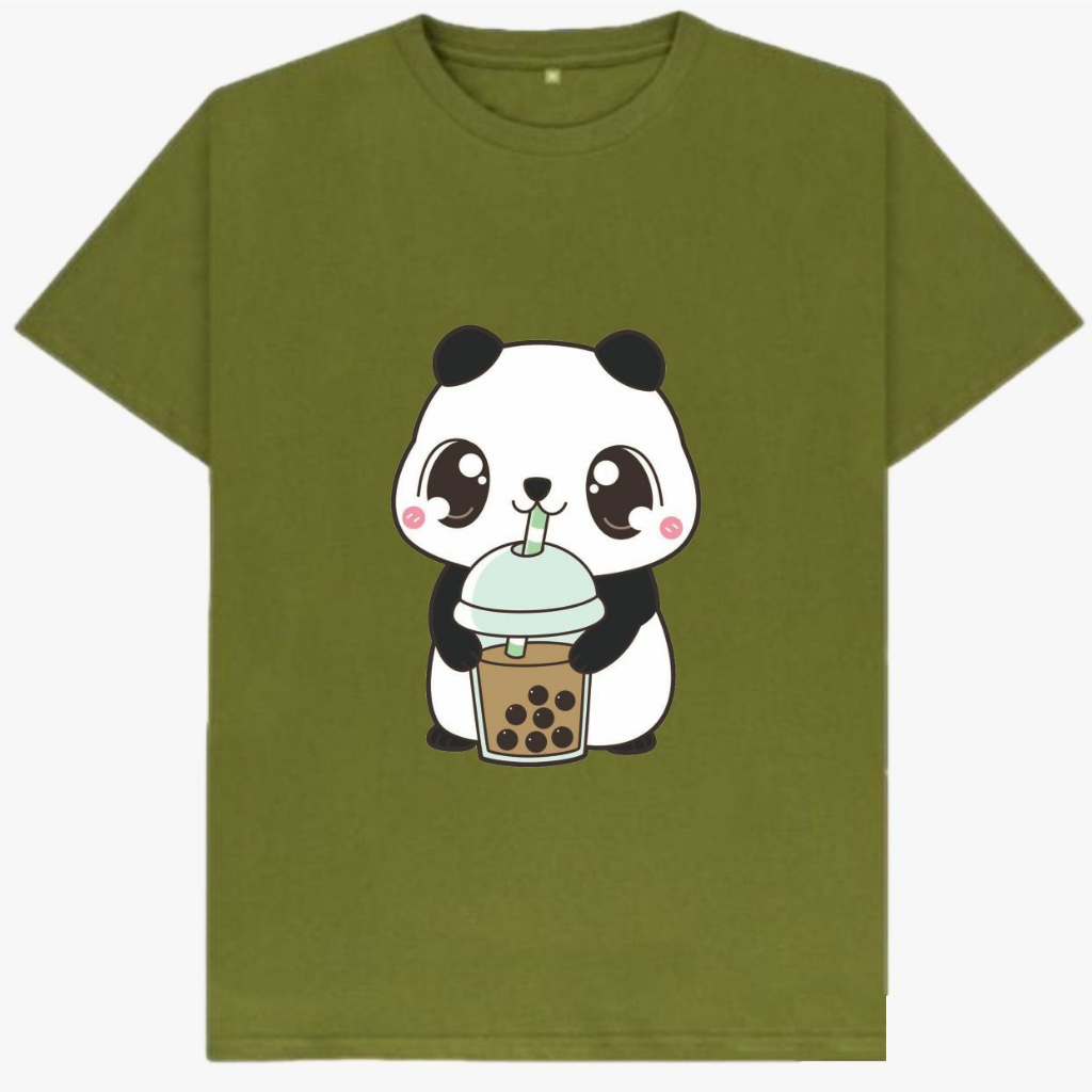 Baju Kaos Anak Perempuan Atasan Motif Boba Bahan Adem Kualitas Distro umur 1- 10 tahun Warna H-Army
