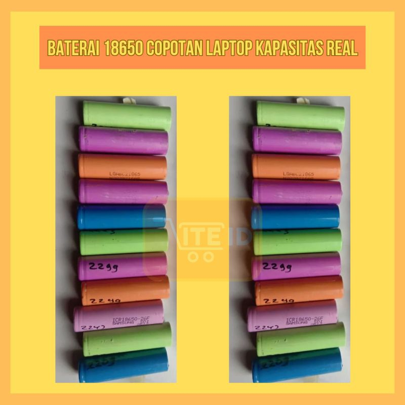 Baterai 18650 Copotan Laptop Kapasitas Real