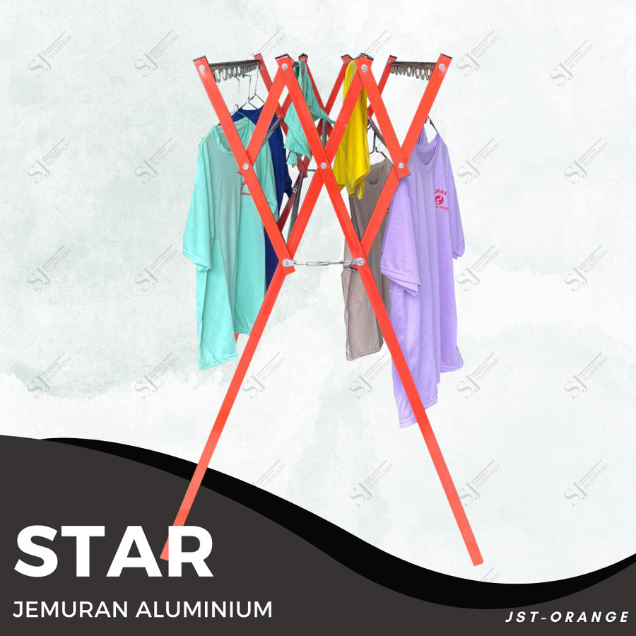 KUBIBIX STAR - JEMURAN BAJU / JEMURAN RAK HANDUK / JEMURAN PAKAIAN ALUMINIUM RAK JEMUR HANGER LIPAT