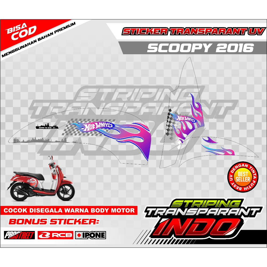 STRIPING VARIASI SCOOPY 2016 HOTHWEELS STYLE / STICKER LIST MOTOR SCOOPY 2016