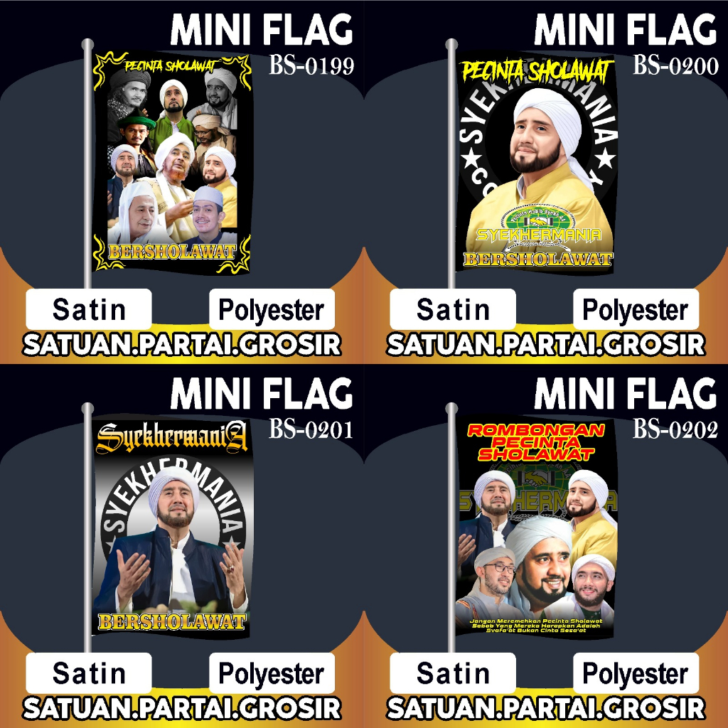 Cetak Bendera Kain Syekhermania Desain hitam