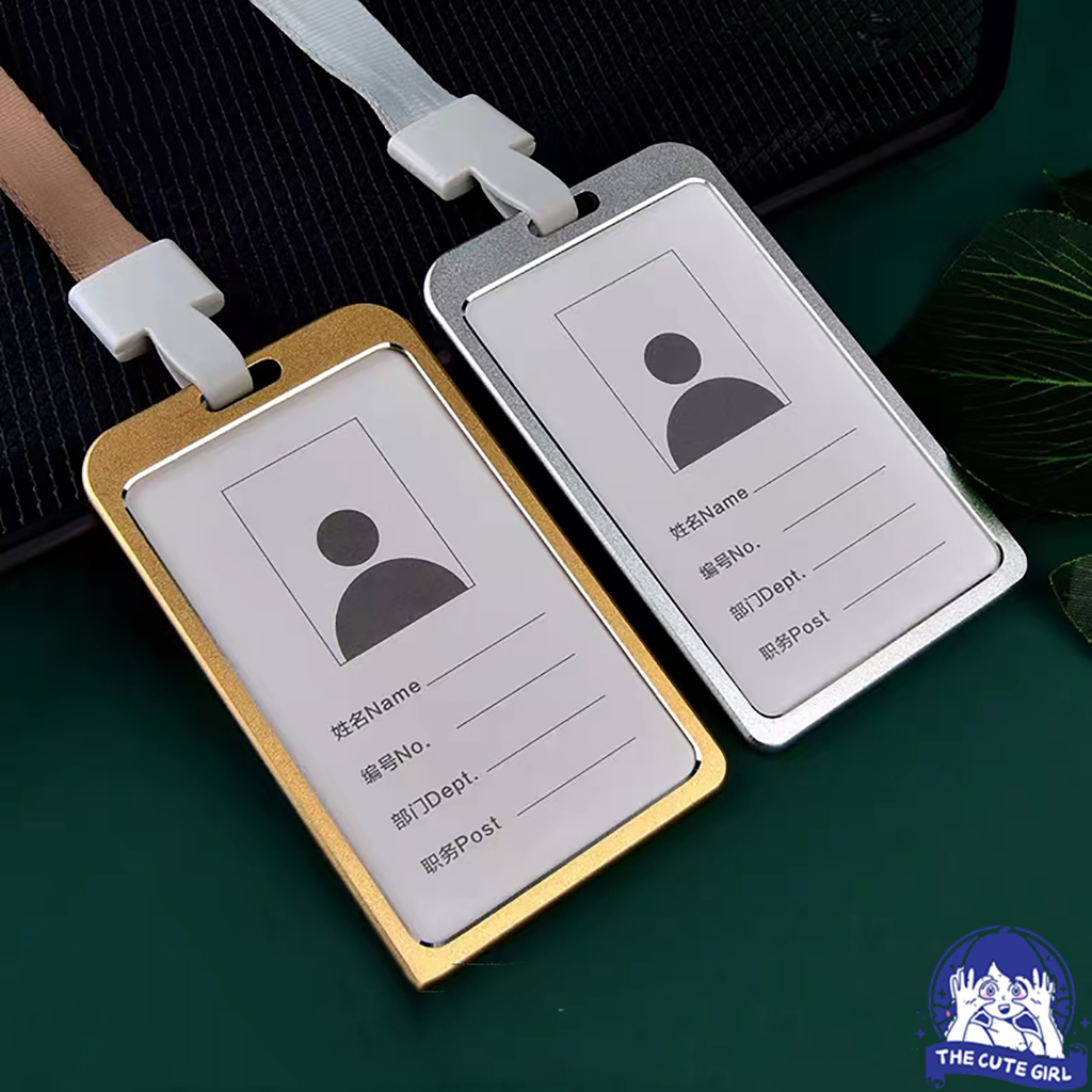 

Name Tag ID Card Holder Dada Kalung Id card Almunium Metal 2 sisi/2 kartu - Stazionario