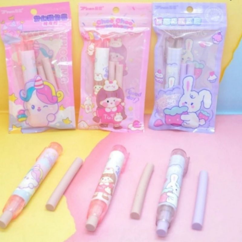 

Penghapus mekanik unicorn + refill/ Penghapus mekanik bentuk pulpen motif cewe cowo kartun + isi / Penghapus cetek unicorn + refill / Setip mekanik + refill