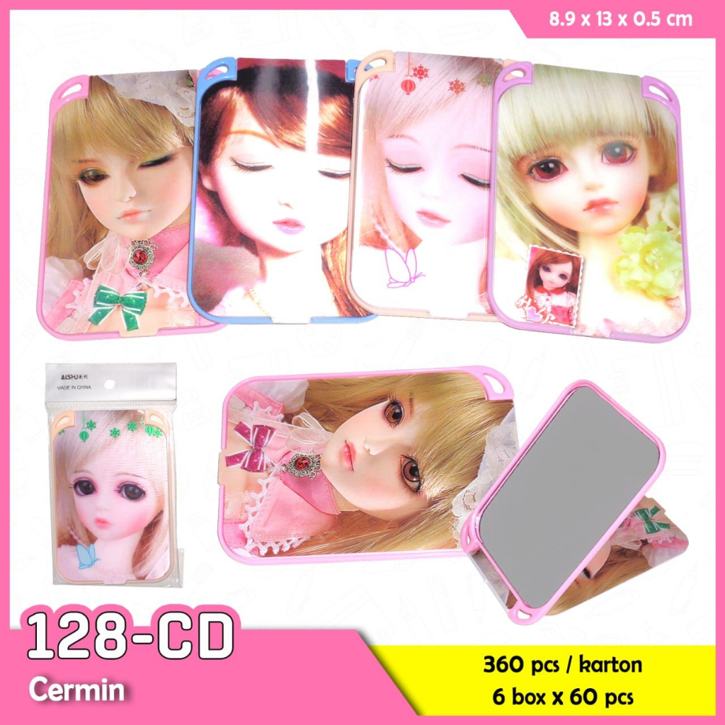 Cermin Lipat Mini 3D/ Cermin Aishu 128 / Kaca Lipat/ Cermin Travelling Kecil