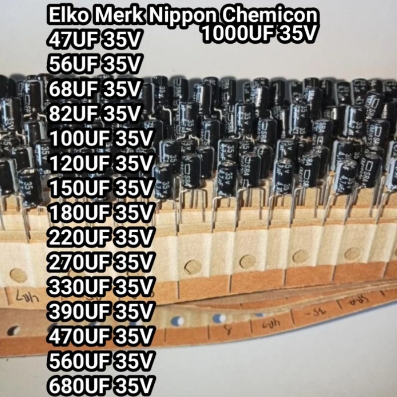 Elko elco 35V 47UF 56UF 68UF 82UF 100UF 120UF 150UF 180UF 220UF 270UF 330UF 390UF 470UF 560UF 680UF 