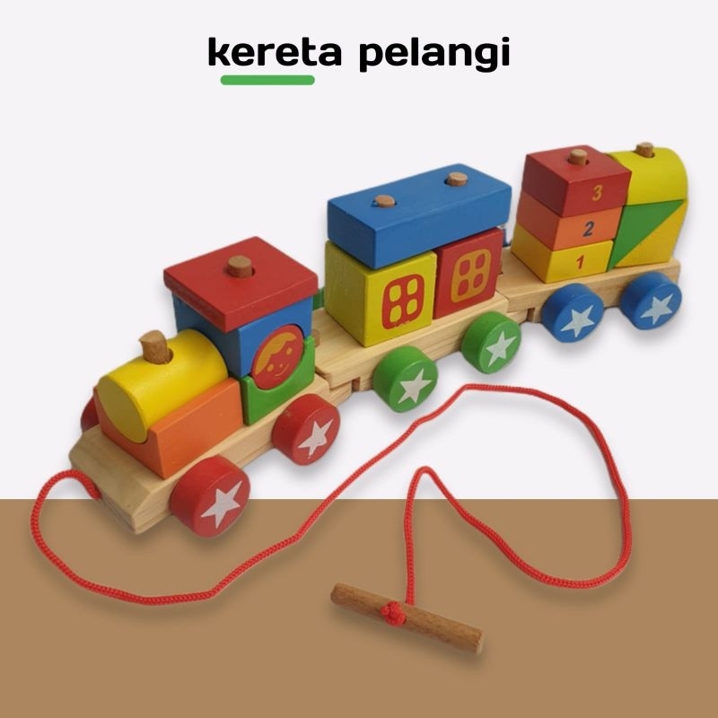 nafisah edutoys mainan KERETA PELANGI balok kayu edukasi edukatif sennsory montessori toys