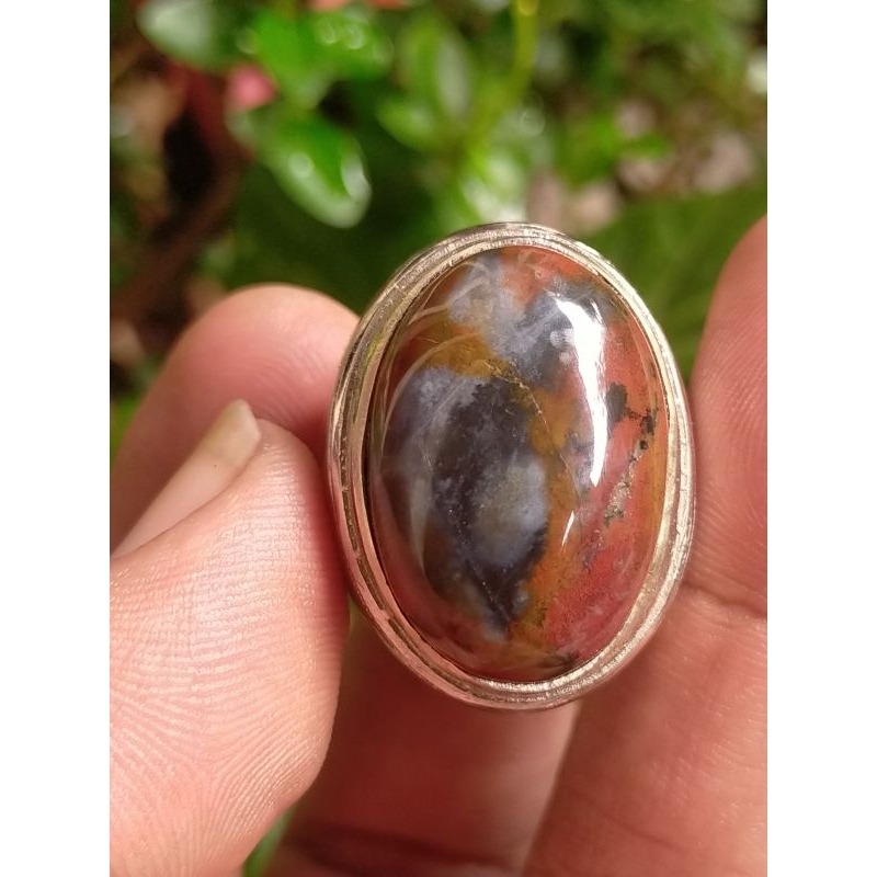 cincin batu akik natural pancawarna klawing