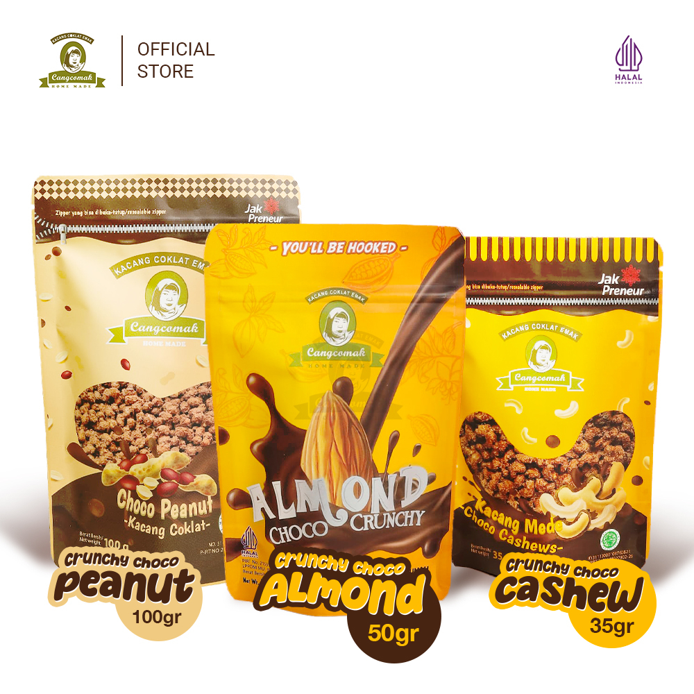 

Snack Cangcomak Kacang Coklat Panggang Crunchy Choco Roasted Kacang Coklat Mede Cashew Almond Cokelat Roasted Paket Hemat Bundling