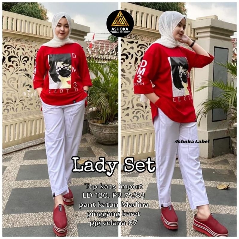 LADY SET/ SETELAN BLOUSE KNIT CELANA POLOS ORI ASHOKA
