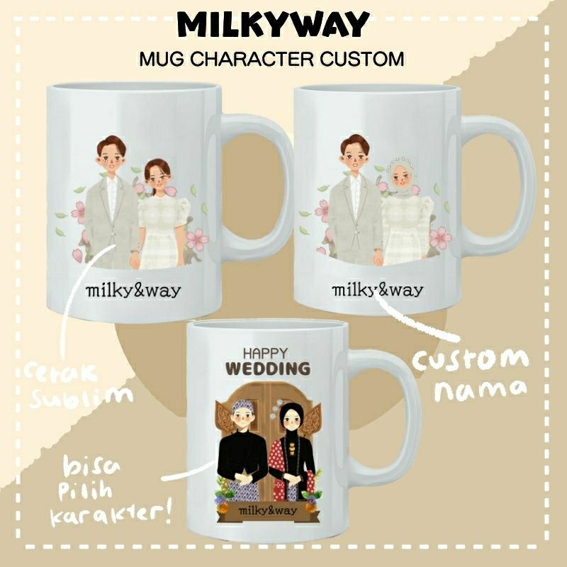 Mug custom nama/Mug Karakter Couple/Mug Lucu
