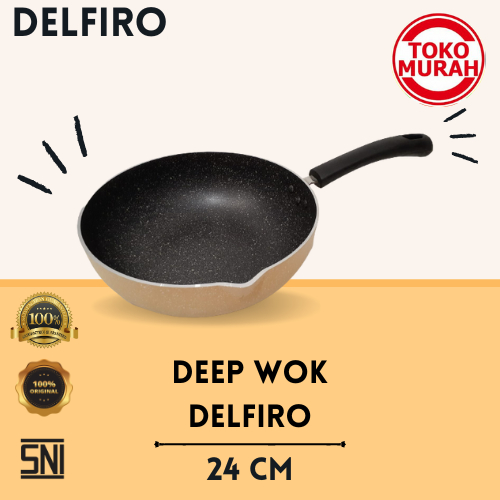 Deep Wok Pan/Panci Wok DELFIRO 24 CM Bahan Tebal