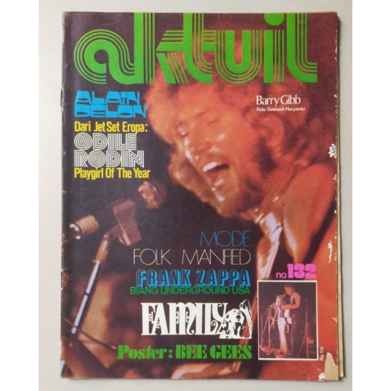 Majalah lawas AKTUIL No.132 / 1973 : Barry Gibb - Frank Zappa - Alain Delon + poster Bee Gees