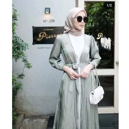 SHIMMER DRESS outer vanillahijab vanilla hijab - SAGE vanilla hijab