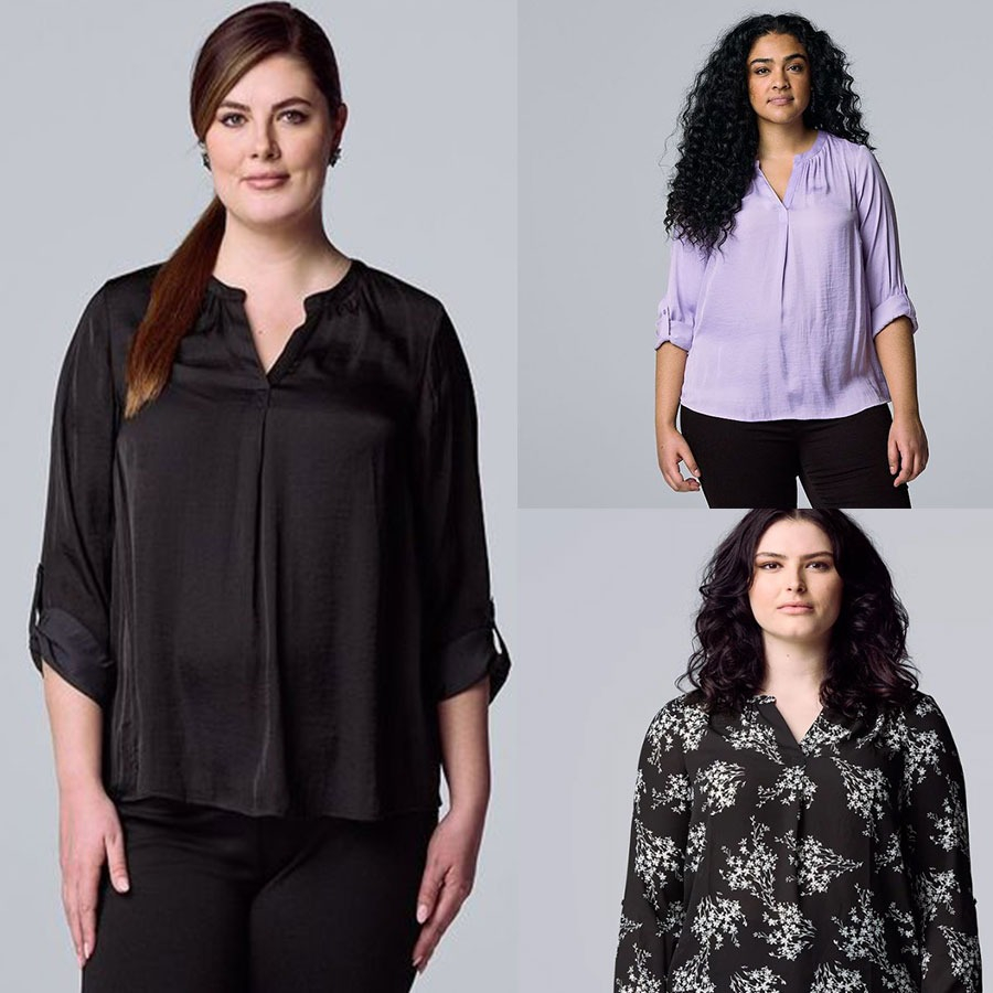 [shp] SIMPLY VERA WANG 03 Popover Tab-Sleeve Blouse - Baju Atasan Kerja Polos Lengan Panjang Wanita 