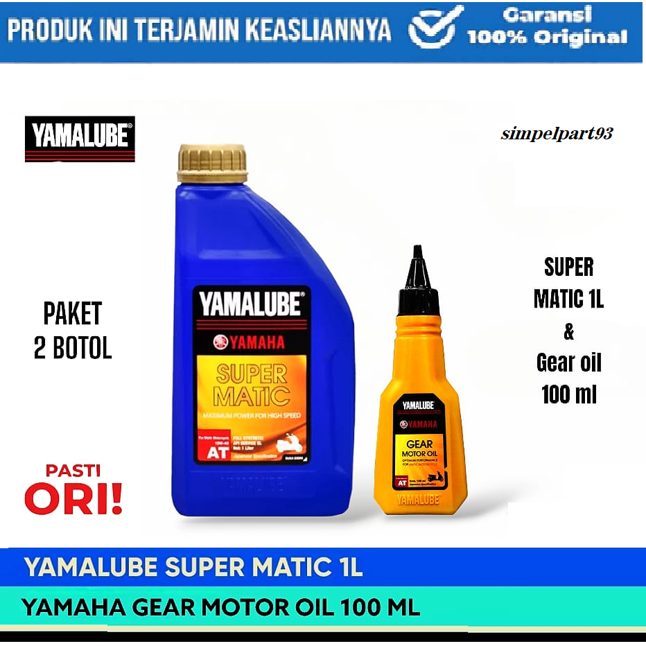PAKET HEMAT  - Oli Mesin 100% Original YAMALUBE SUPER MATIC SAE [ 10W-40 ] 1L 1000ML & Oli Gardan YA