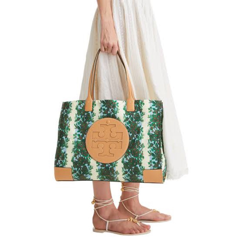 Tory Burch Ella Printed Large Tote Rayure Fleurie