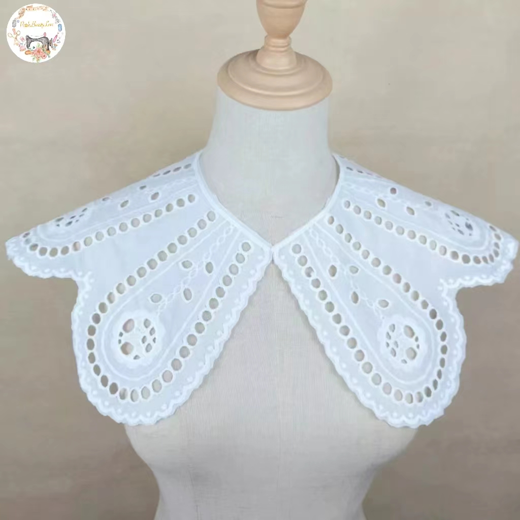 Kerah Jahit Bordir Moira,Moira Collar,Kerah Renda Bordir,kerah katun besar premium