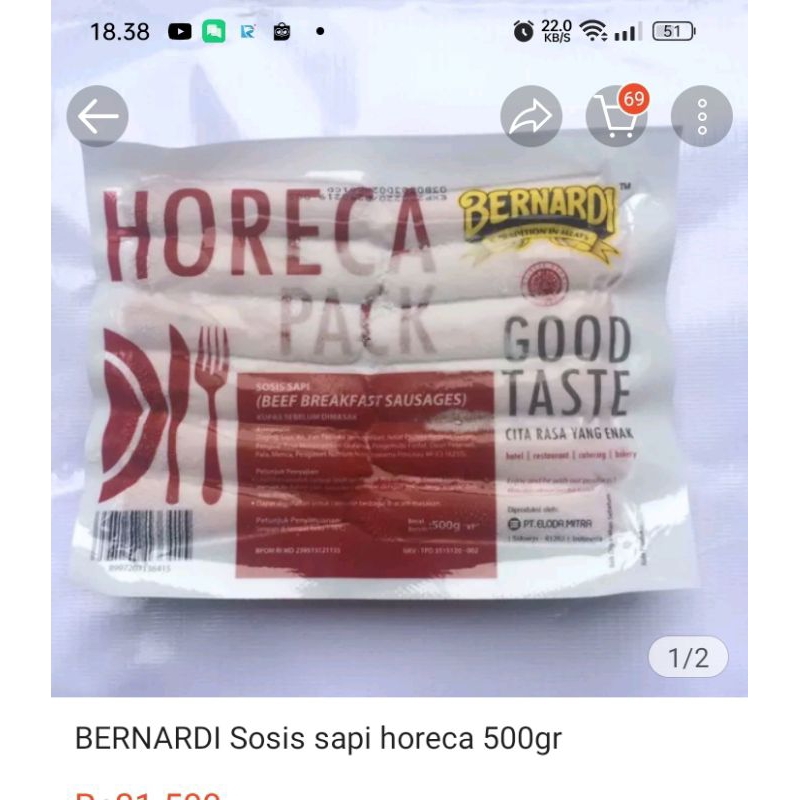 

Horeca sosis sapi 500 gram