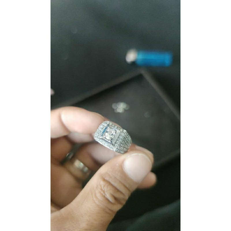 cincin emas putih berlian supwr mewah khusus cowok mapan