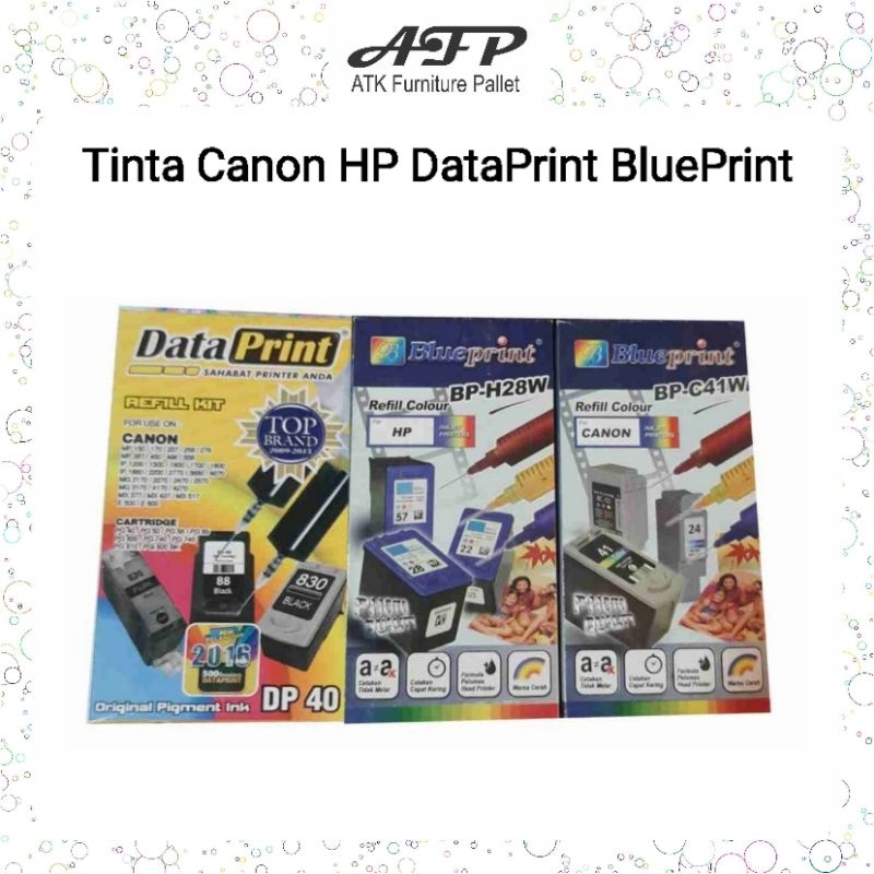 Tinta Suntik Printer DataPrint BluePrint Canon HP Hitam Warna