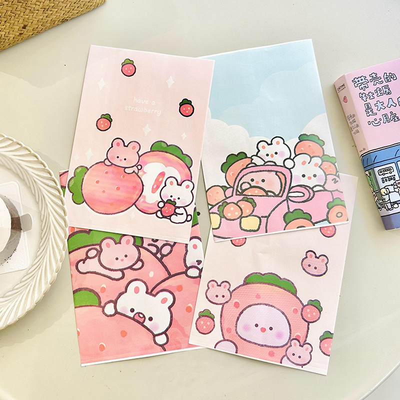 

5pcs Cute Bunny & Bear & Strawberry Paperbag Fancy Flat / Kantong Kertas Flat Lucu / Kantong Packing Online Shop