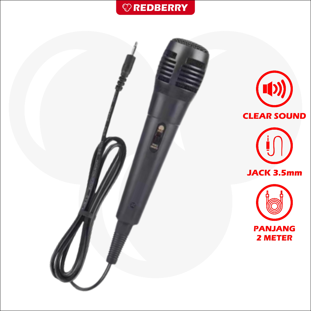 Microphone Karaoke Mic Speaker murah Jack 3.5mm kecil panjang kabel -+2meter