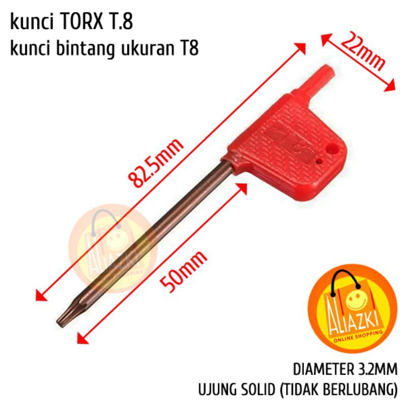 Kunci Torx. Bintang T8 - Tools Kunci Bintang atau Tork Kecil ukuran T-8