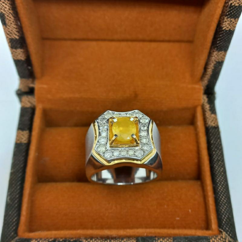 cincin silver berlian eropa mix yakut (yellow saffhire)