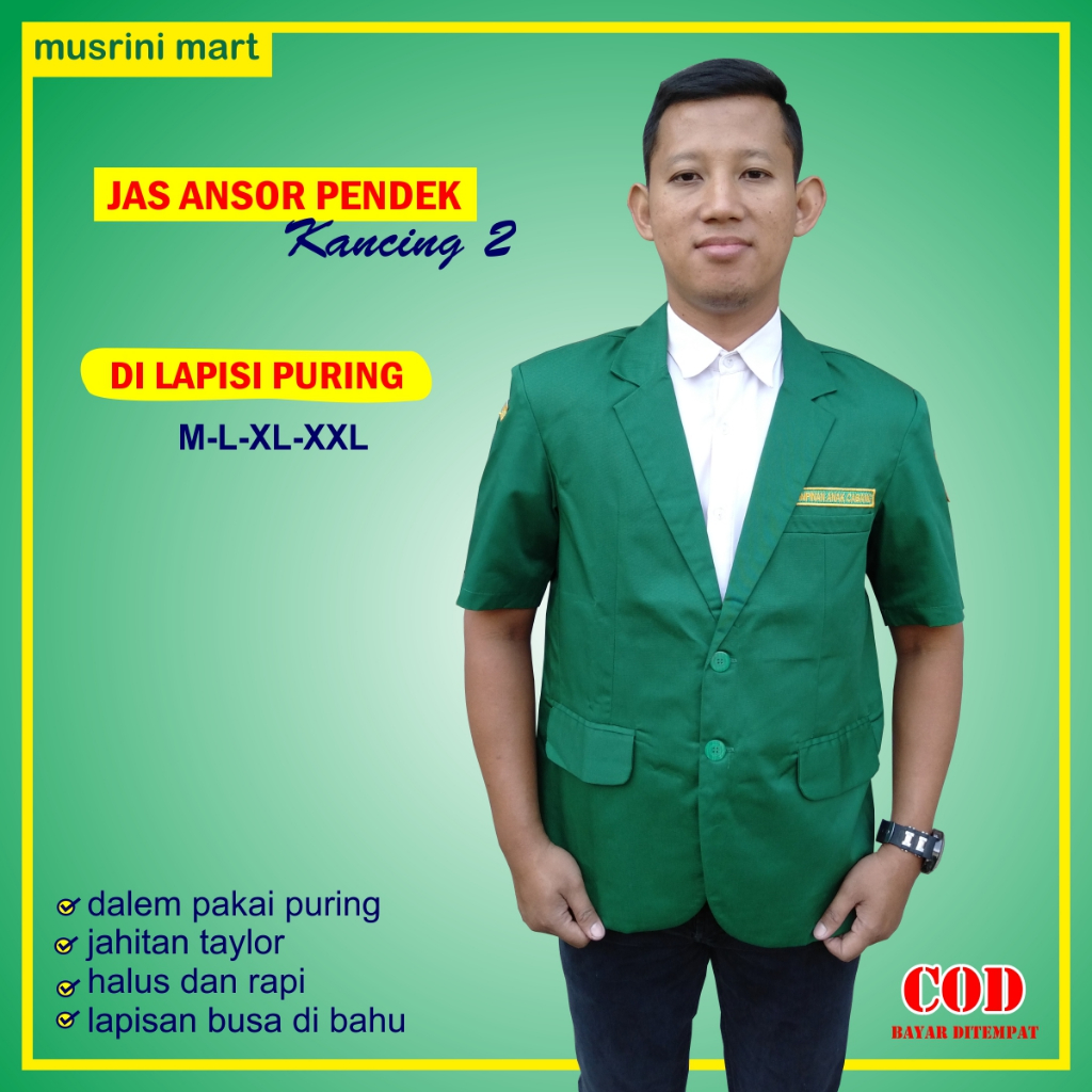 Jas Ansor Pendek Kancing 2 Jas Resmi GP Ansor Banser Jahitan Taylor Halus Rapi Premium Quality Musri