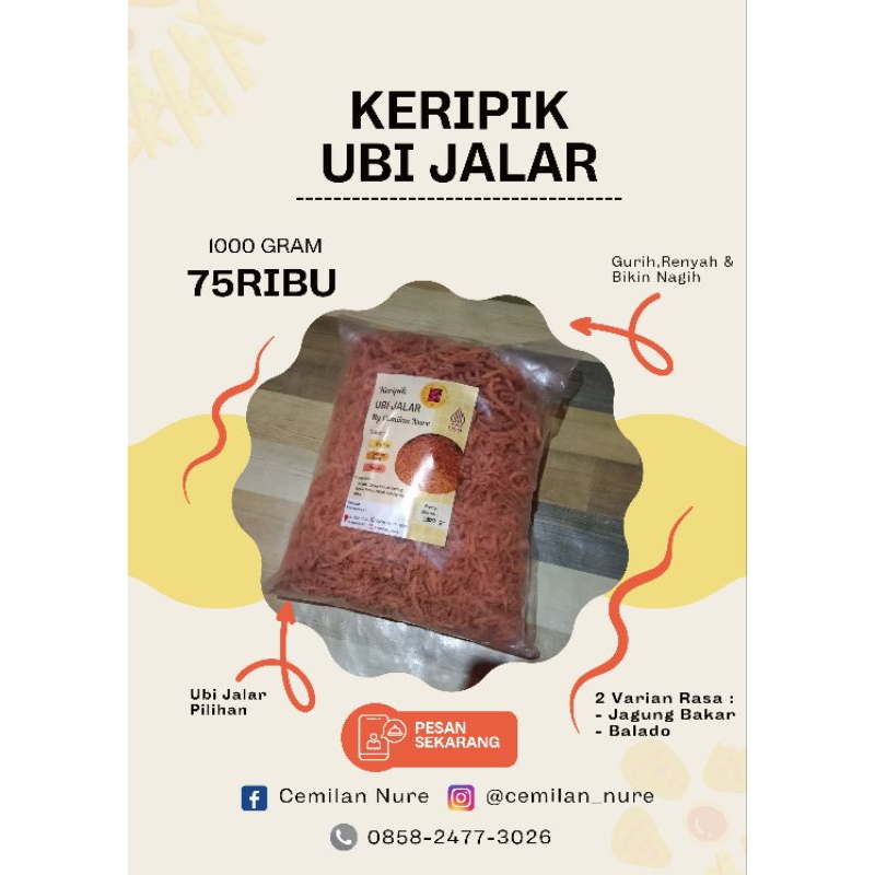 

KERIPIK UBI JALAR BY CEMILAN NURE 500 Gr - 1 KG