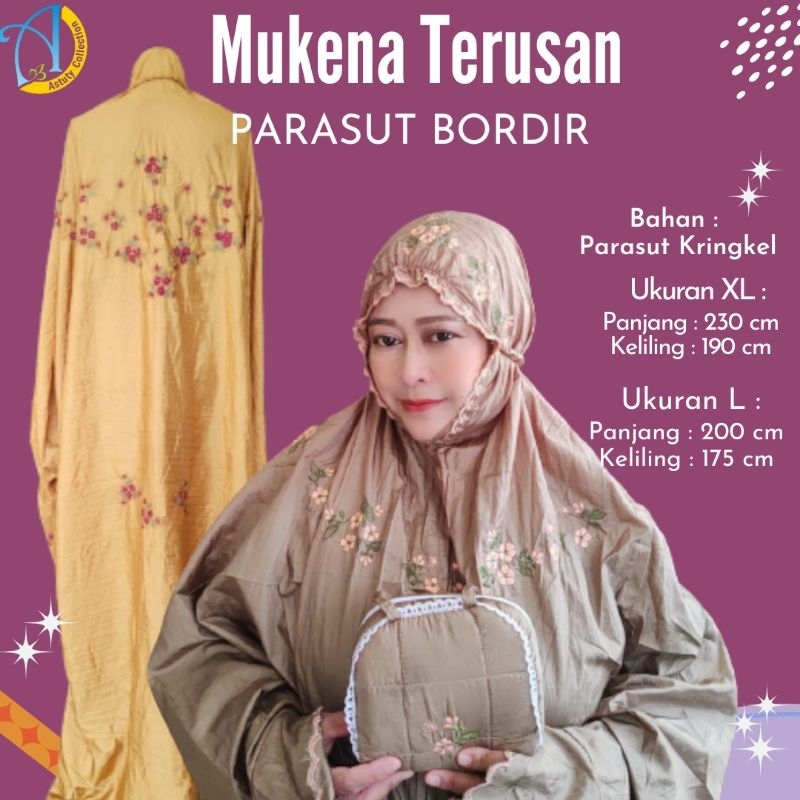 Mukena Parasut Dewasa Bordir Premium Produksi Sendiri Bahan Tebal Dan  Adem