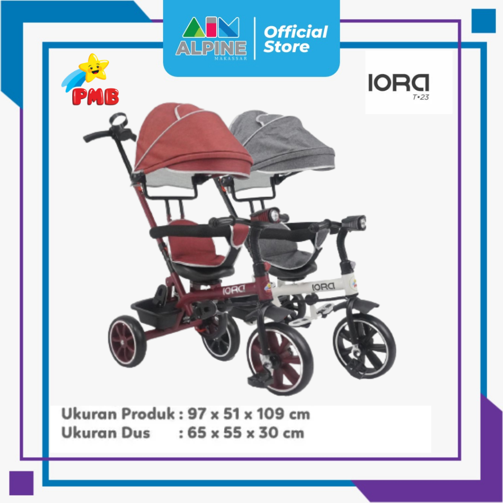 PMB SEPEDA TIGA RODA TRICYCLE IORA T23 KURSI DAPAT BERPUTAR