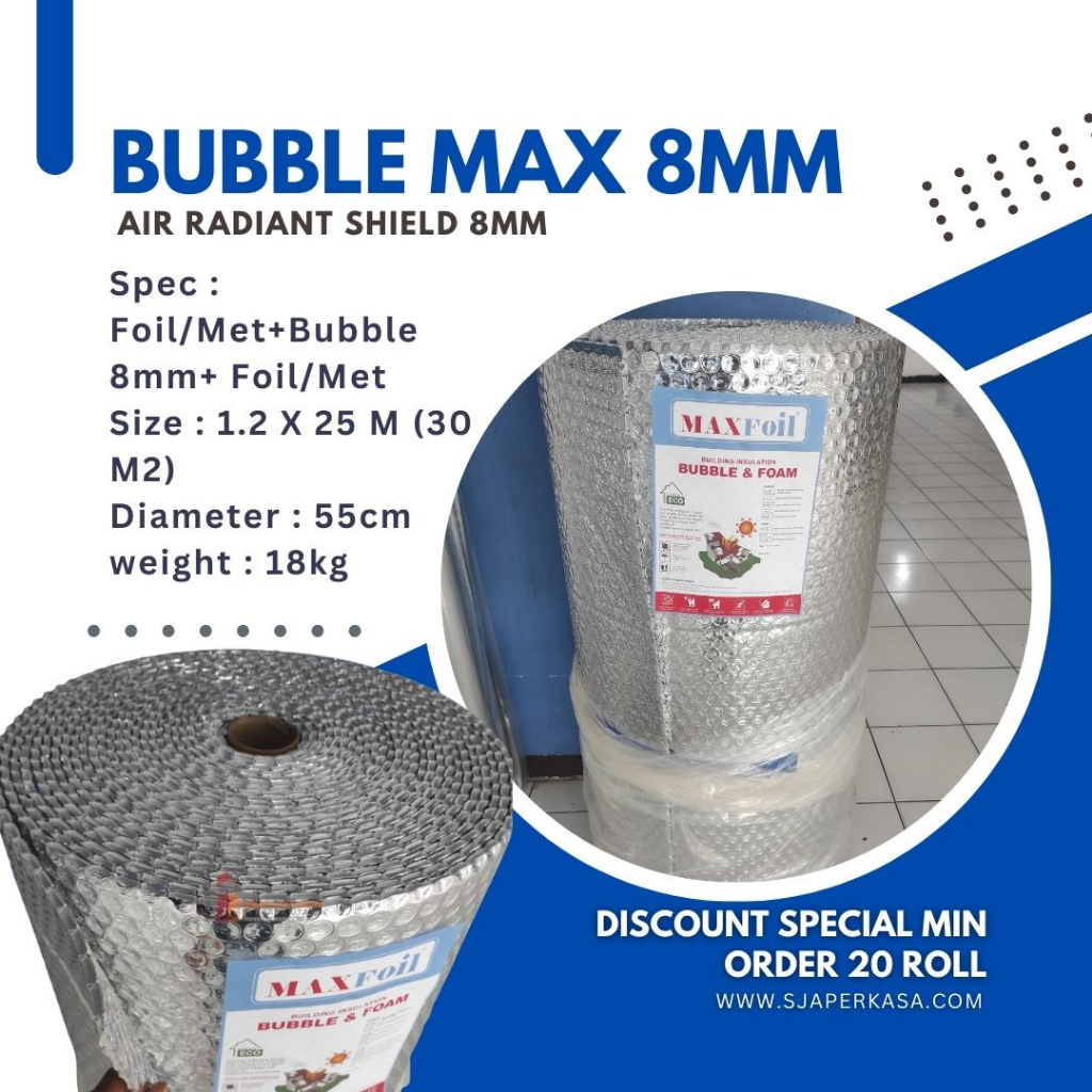 Alumunium Foil Bubble Maxfoil 8mm Metalizing - Double Side