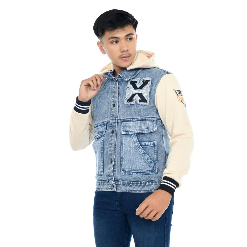 Jaket Denim Hoodie Jaket Denim Fleece Hoodie A404