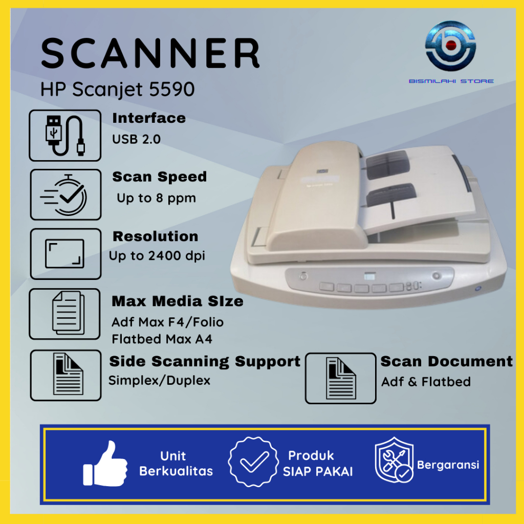 Scanner Folio HP Scanjet 5590 Ada ADF Untuk Scan Folio F4 Melalui ADF