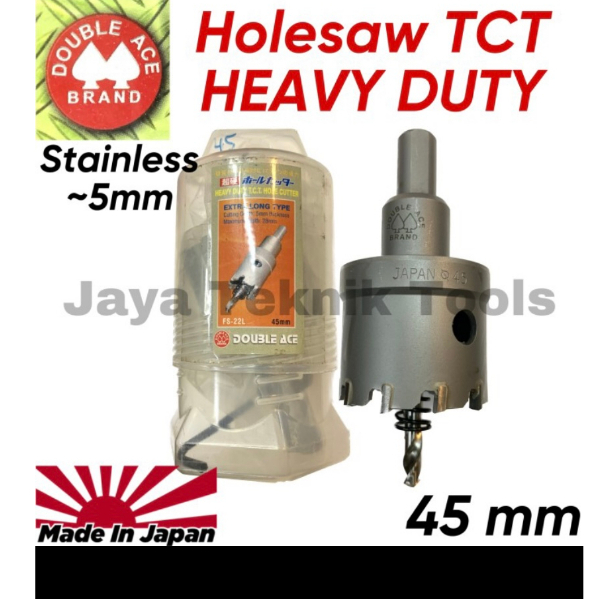 Holesaw TCT 45 mm Double Ace Hole Saw Stainless Besi Heavy Duty Lubang