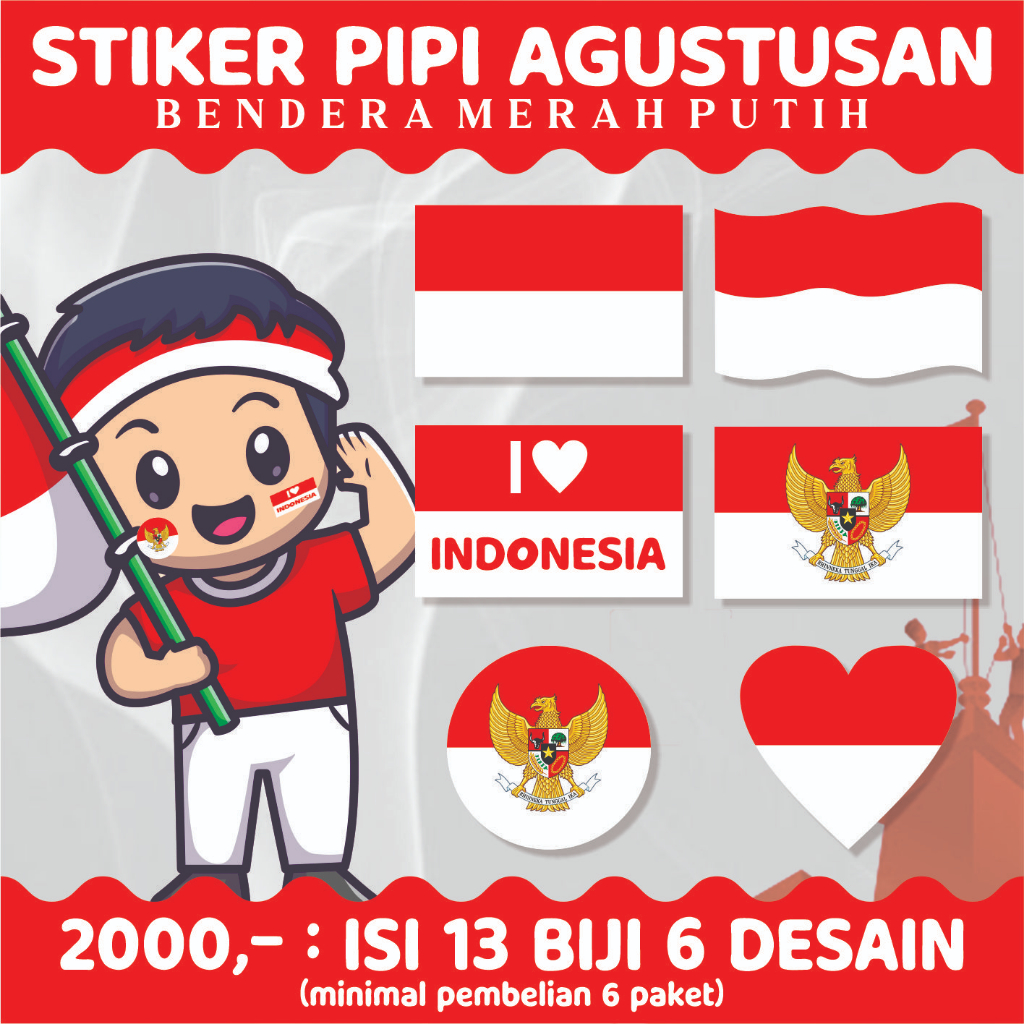 Stiker Pipi Bendera Merah Putih Premium | 17 Agustus Aksesoris