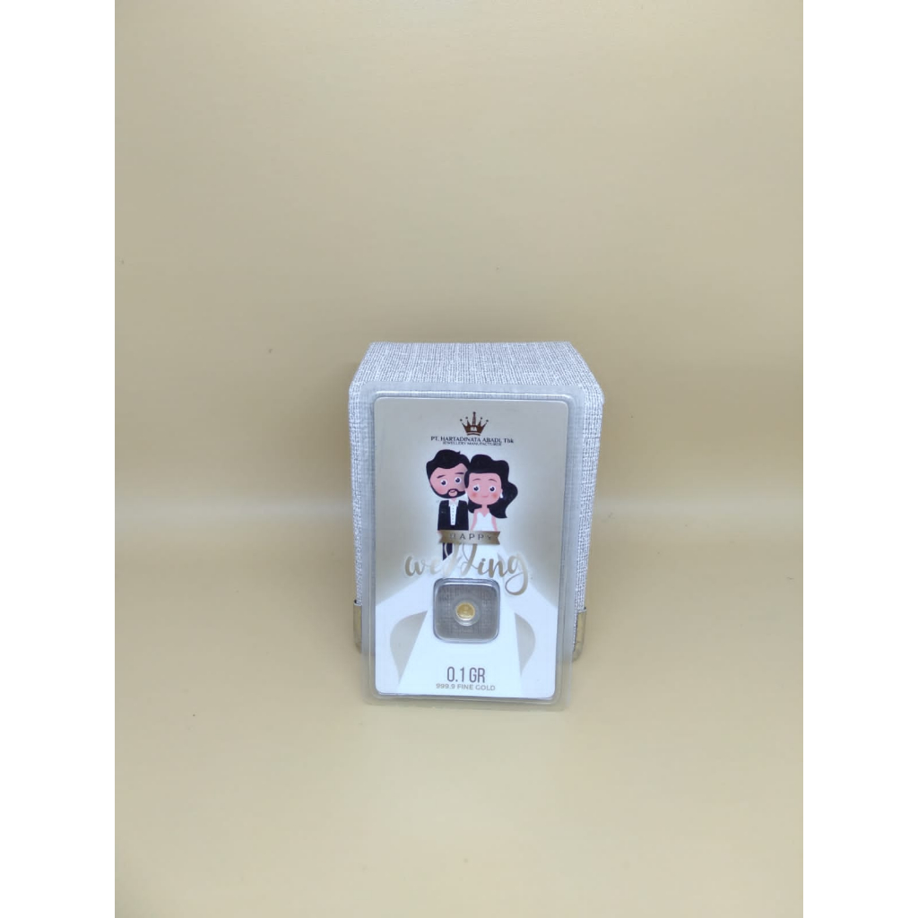 Logam Mulia HARTADINATA Happy Wedding 0.1 Gr 24K Fine Gold 999.9