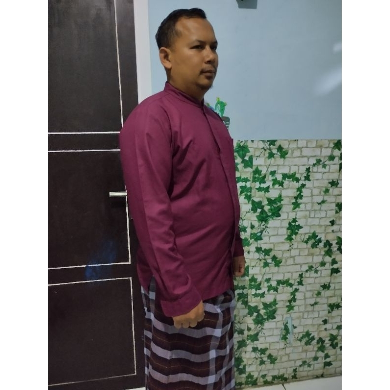 Kemko kemeja Koko MQ fashion polos  warna maaron