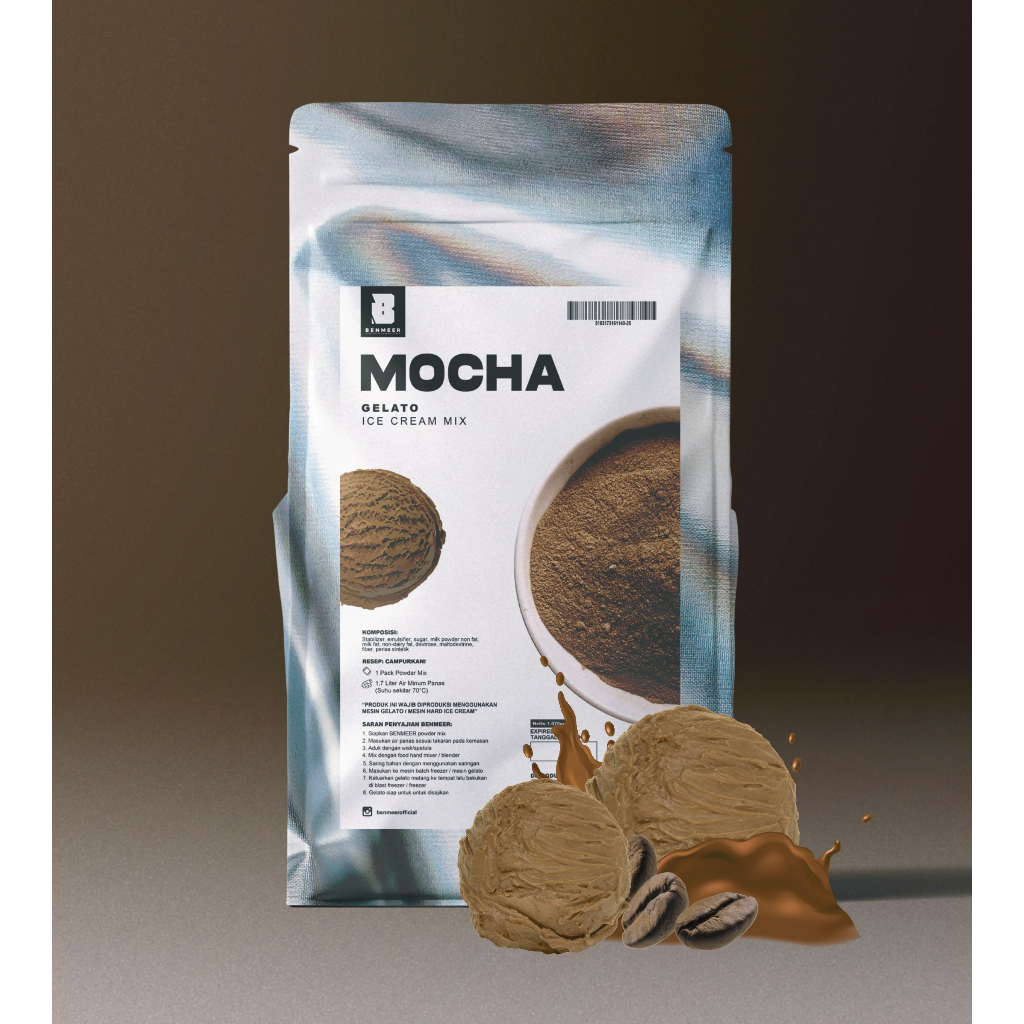 

BENMEER Mocha Bubuk Powder Gelato dan Hard Ice Cream Italian (Ice Cream Mix Instant)