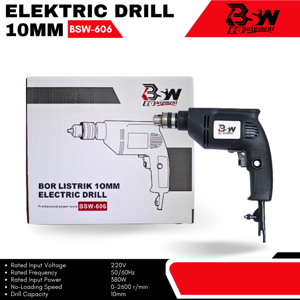 TOP 1  BSW Mesin Bor Besi Bor Kayu Bor Listrik 10mm  Bor Tangan Electric Drill 10 mm Variable Speed 