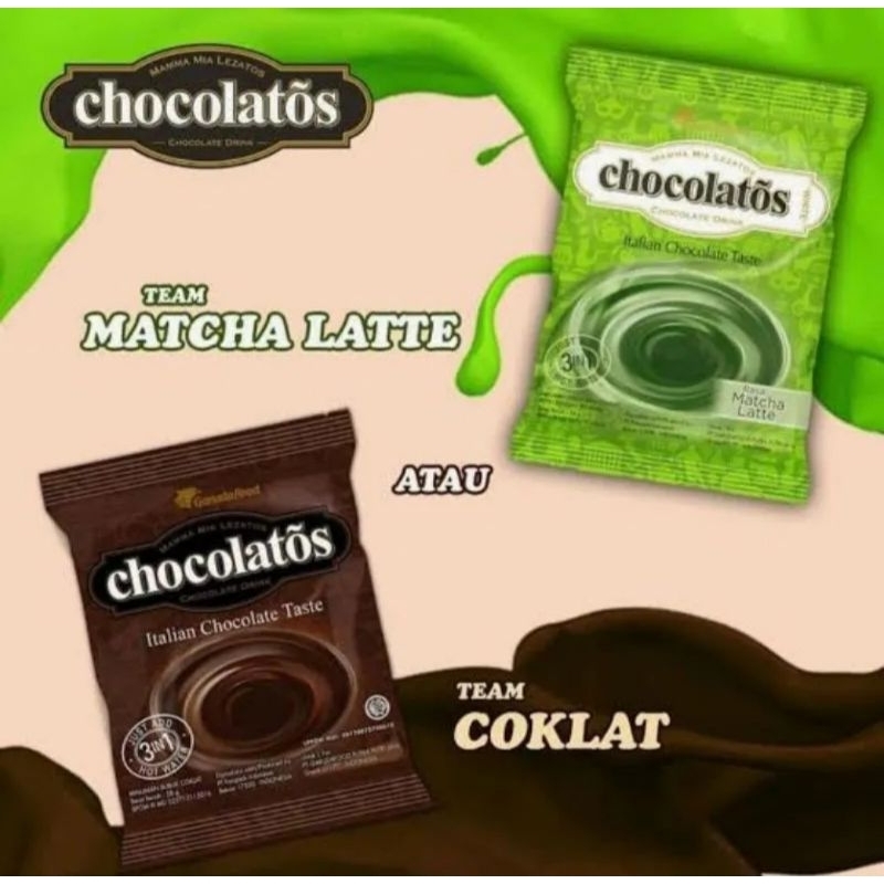 

Chocolatos Drink chocolate dan matcha 28gr Renceng isi 10 sachet