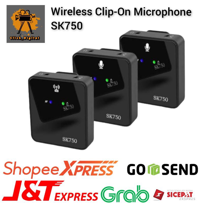 Microphone Clip-On Wireless SK750 Dual Mini Mic For Camera &amp; Smartphone