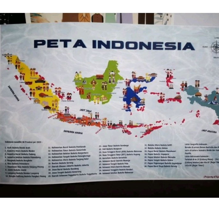 

Peta Indonesia ukuran A3+ edisi Baju Adat Nusantara dengan 38 provinsi Indonesia